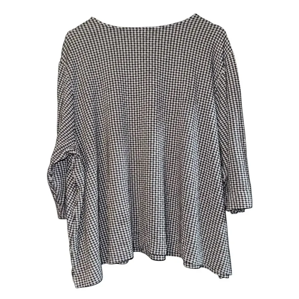 J Jill Wearever Houndstooth 1/2 Sleeve Top Women's‎ 4x Relaxed Work Career Soft